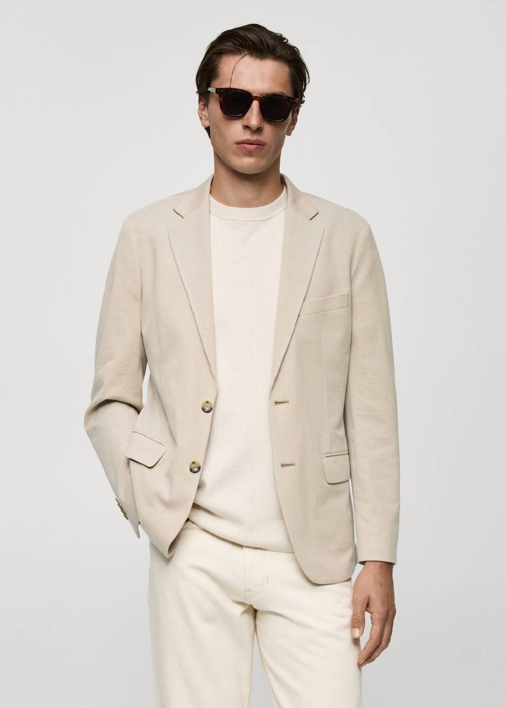 Mango Strukturierter Slim Fit-Baumwollblazer