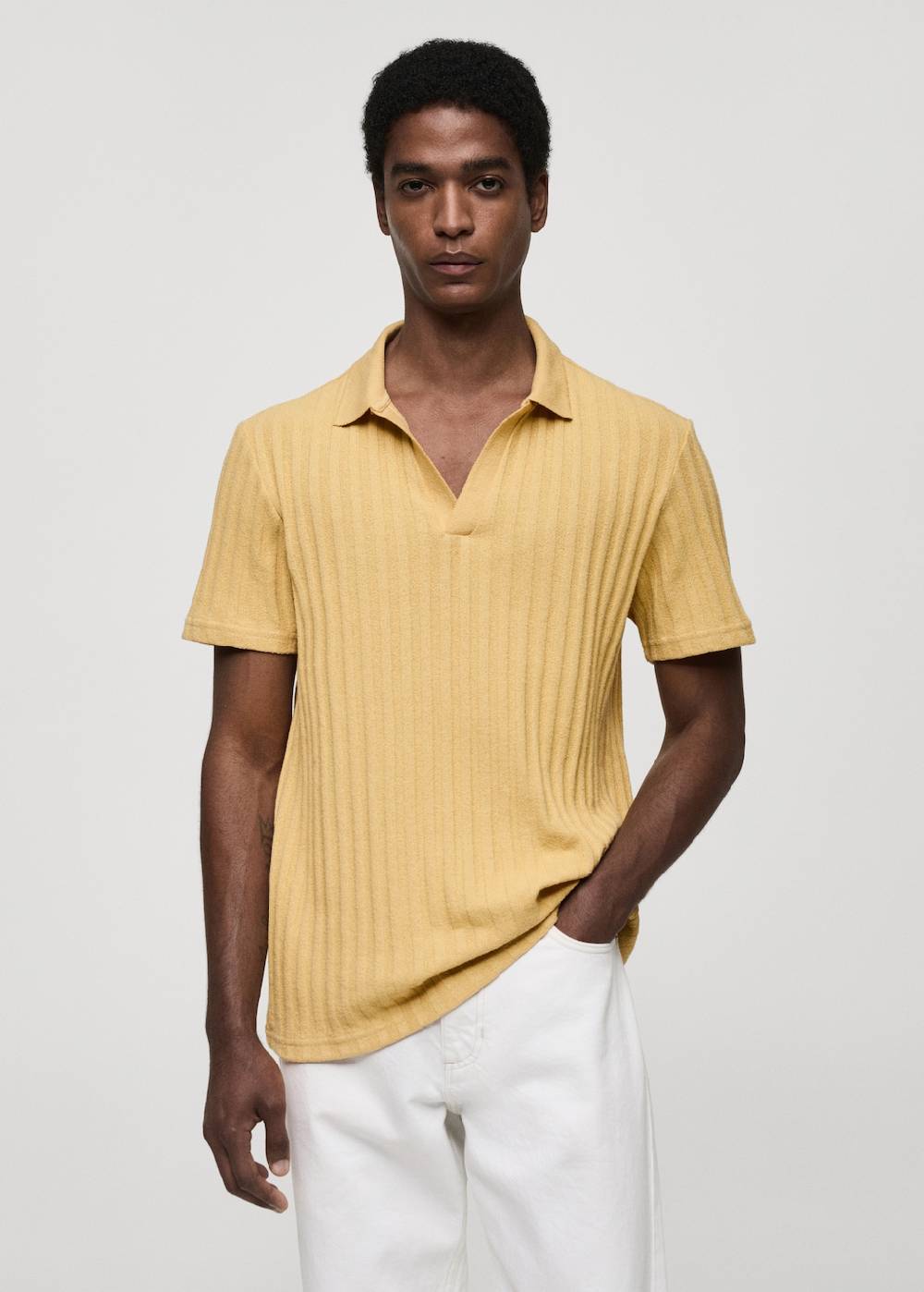 Mango Geripptes Regular-Fit-Poloshirt aus Baumwolle