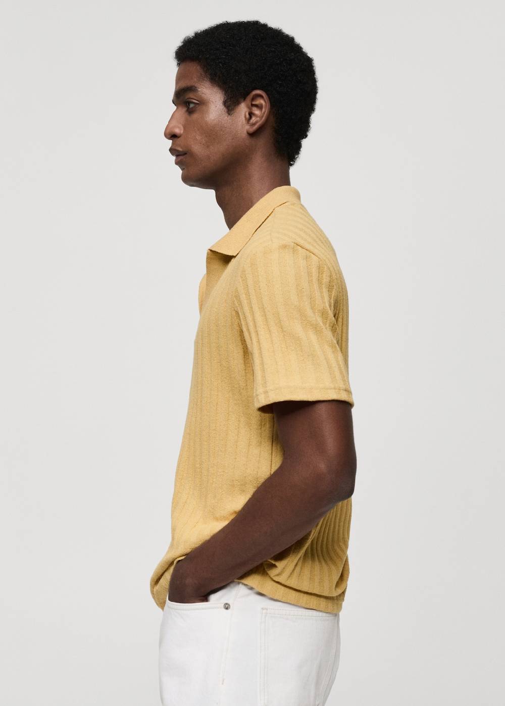 Mango Geripptes Regular-Fit-Poloshirt aus Baumwolle Verkauf