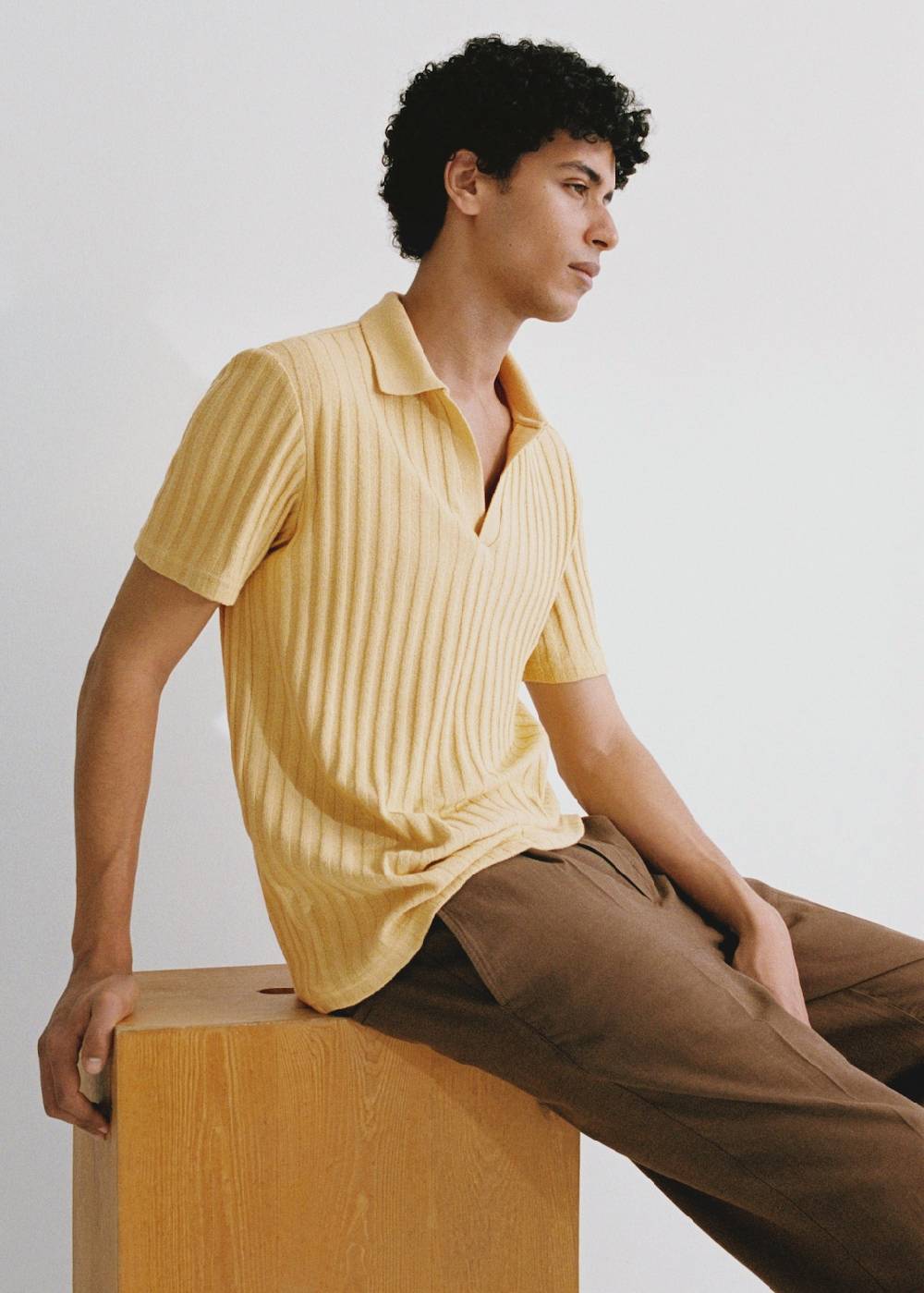Mango Geripptes Regular-Fit-Poloshirt aus Baumwolle Verkauf