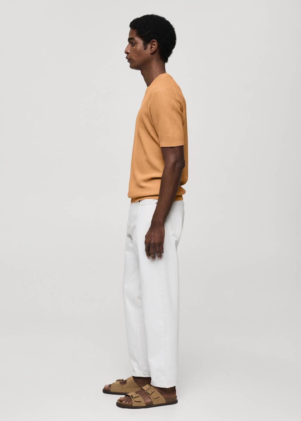 Mango Geripptes Strick-T-Shirt Schlussverkauf