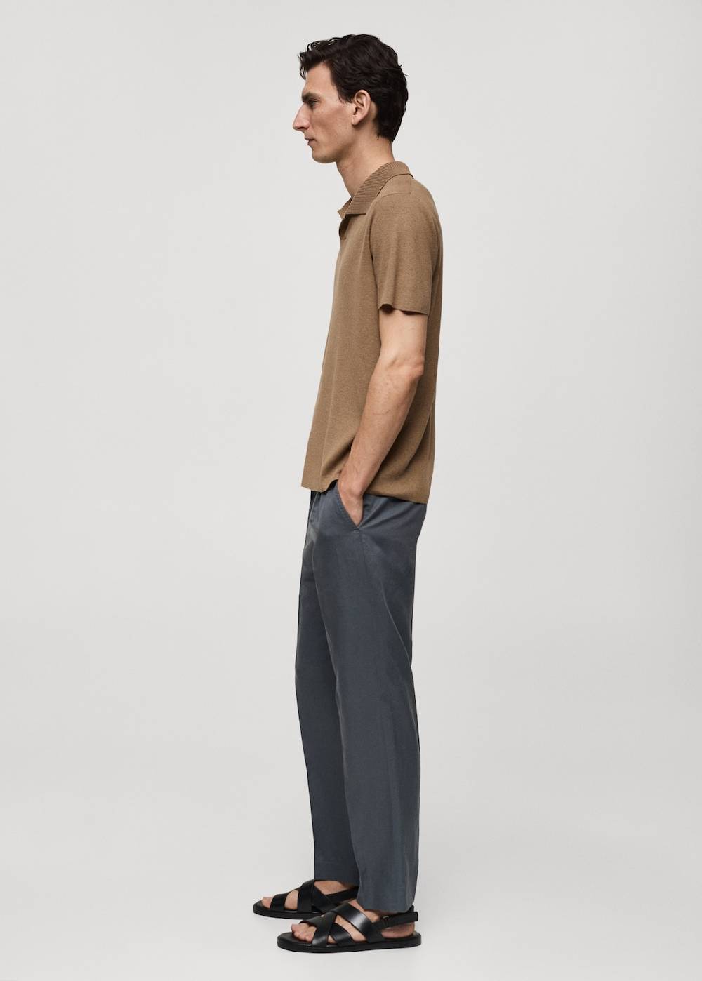 Mango Texturiertes Strick-Poloshirt aus Baumwolle Fabrikverkauf