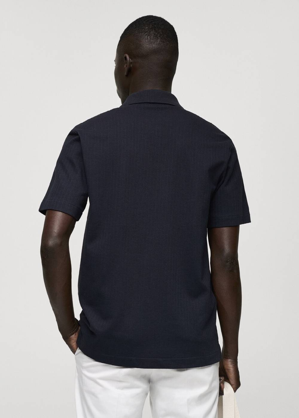 Mango Geripptes Regular-Fit-Poloshirt aus Baumwolle Meist gekauft