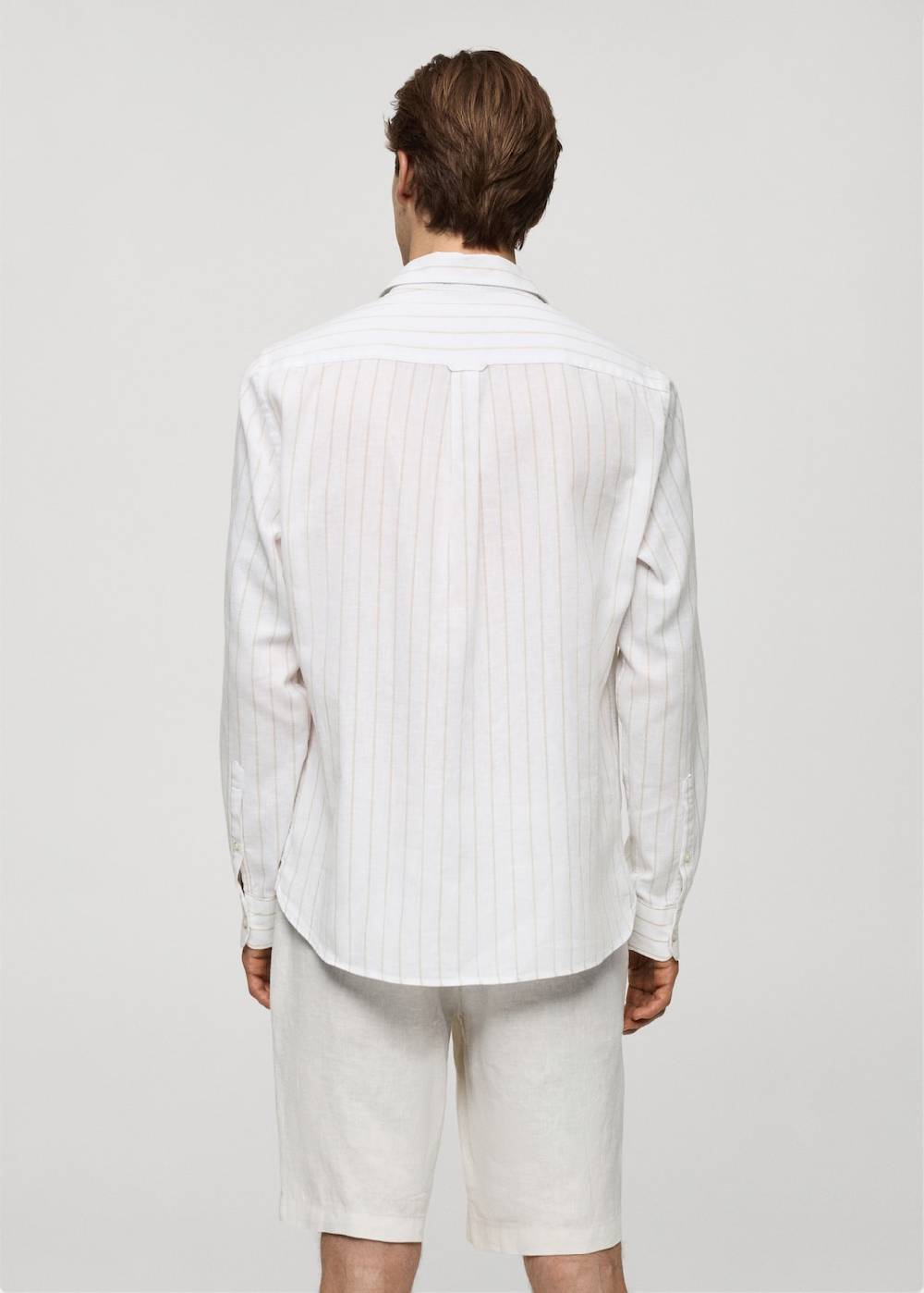 Mango Gestreiftes Regular-Fit-Hemd aus Leinen mit Baumwolle Kostenloser Versand