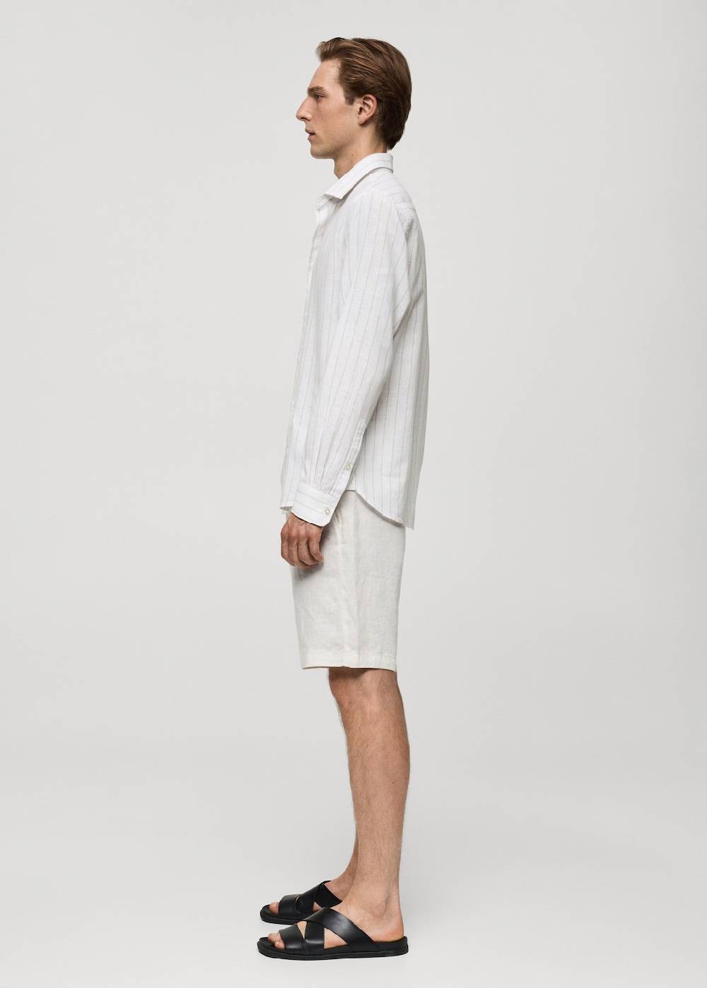Mango Gestreiftes Regular-Fit-Hemd aus Leinen mit Baumwolle Kostenloser Versand