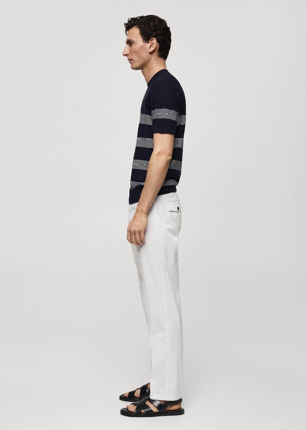 Mango Regular Fit-Baumwollhose mit Struktur Großer Ausverkauf