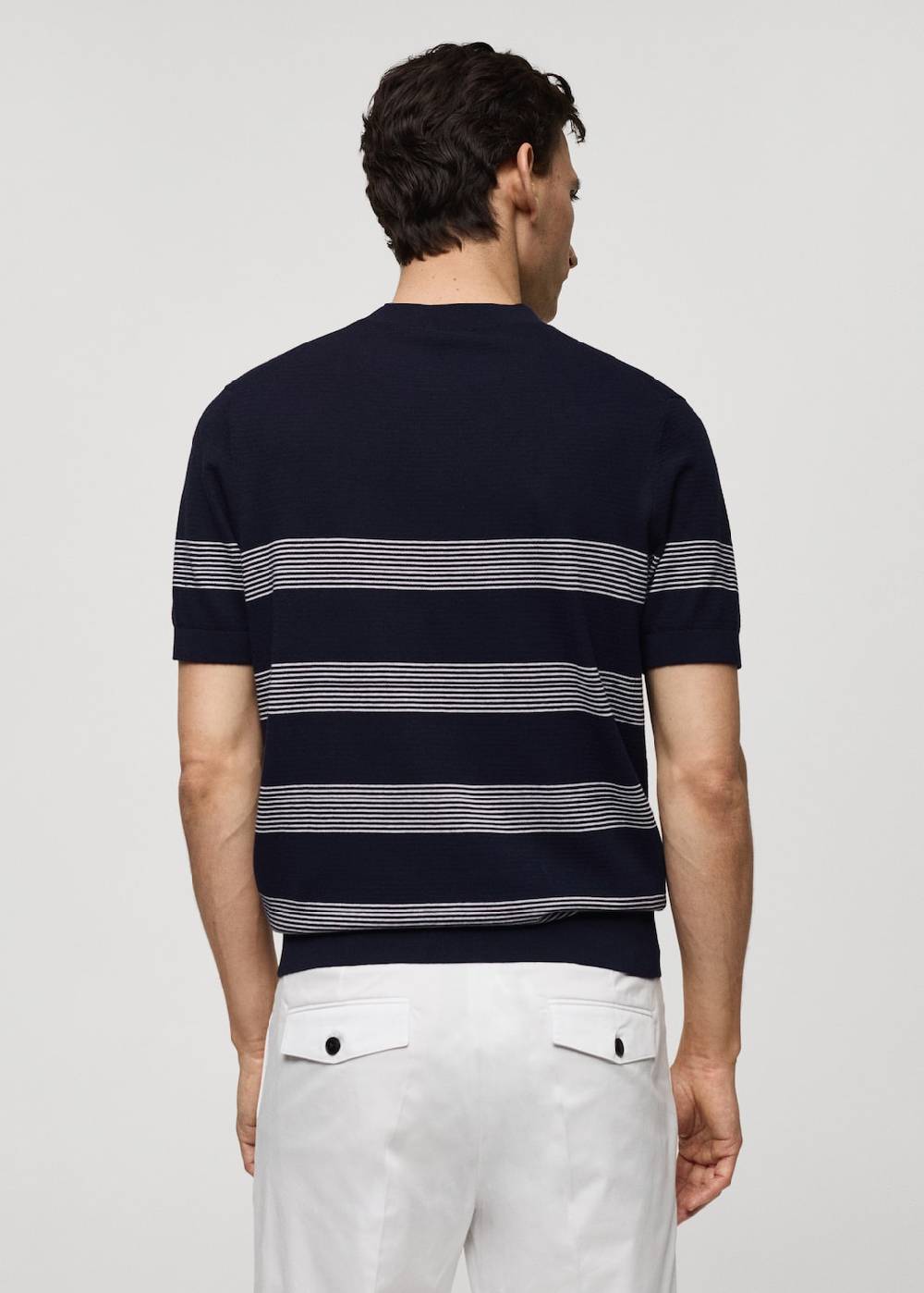 Mango Gestreiftes Strick-T-Shirt aus Baumwolle mit Modal Heißer Verkauf