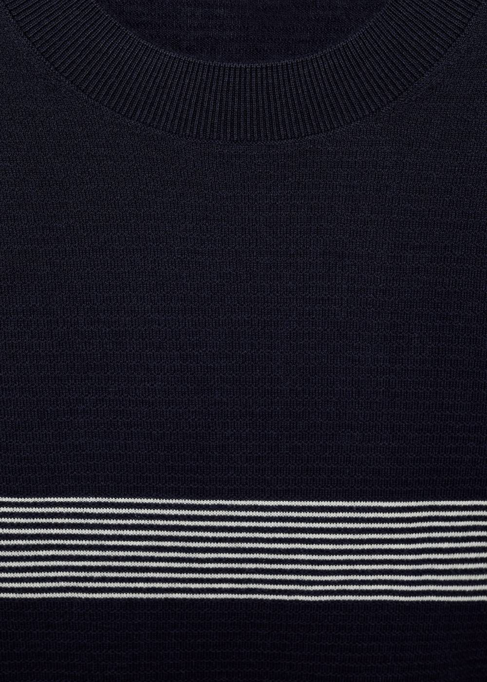 Mango Gestreiftes Strick-T-Shirt aus Baumwolle mit Modal Heißer Verkauf