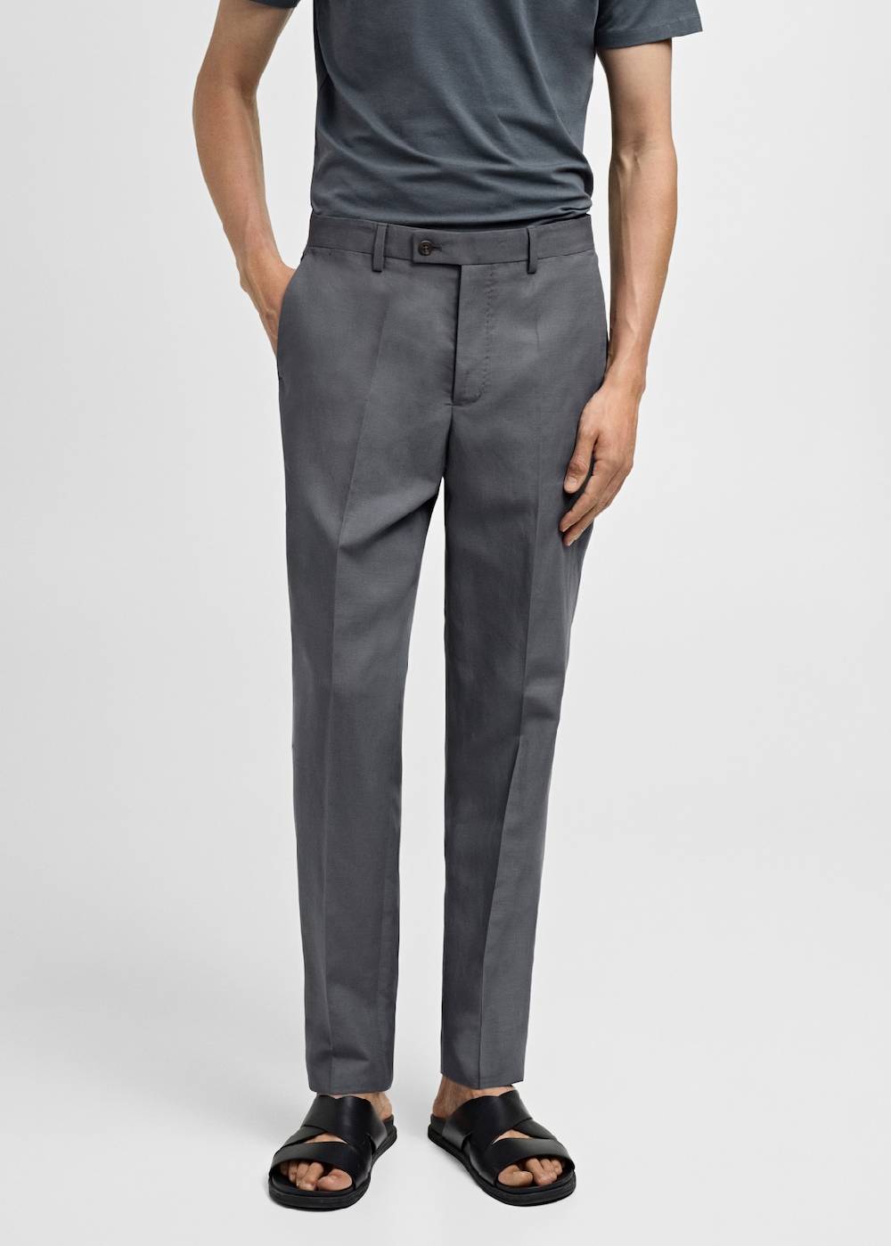 Mango Slim Fit-Anzughose aus Leinenmix Top Angebot