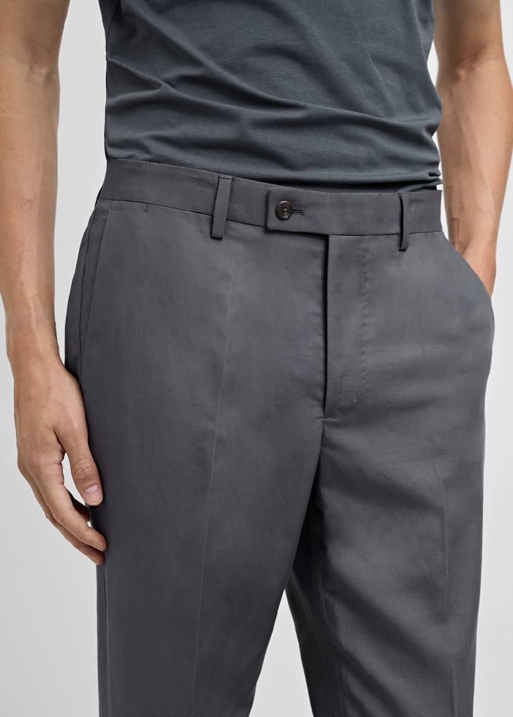 Mango Slim Fit-Anzughose aus Leinenmix Top Angebot