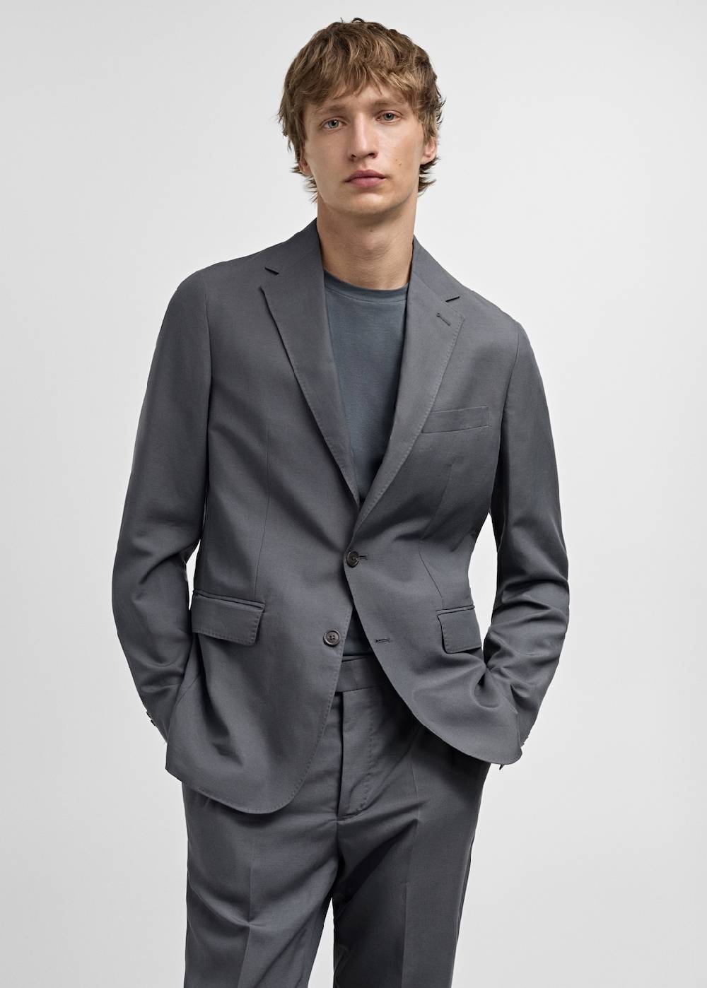 Mango Slim Fit-Anzugblazer aus Leinengemisch Räumungsverkauf