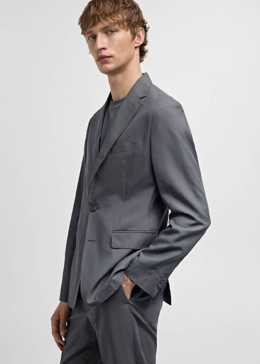 Mango Slim Fit-Anzugblazer aus Leinengemisch Räumungsverkauf