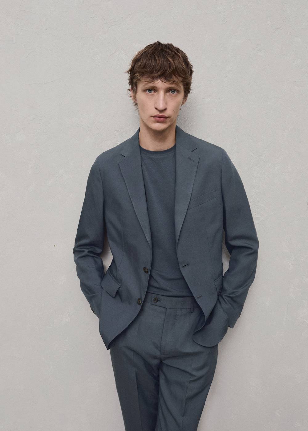 Mango Slim Fit-Anzugblazer aus Leinengemisch Räumungsverkauf