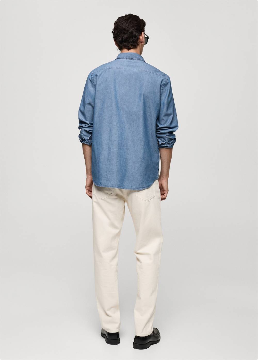 Mango Regular-Fit-Polohemd aus 100 % Baumwoll-Chambray Wochenangebot