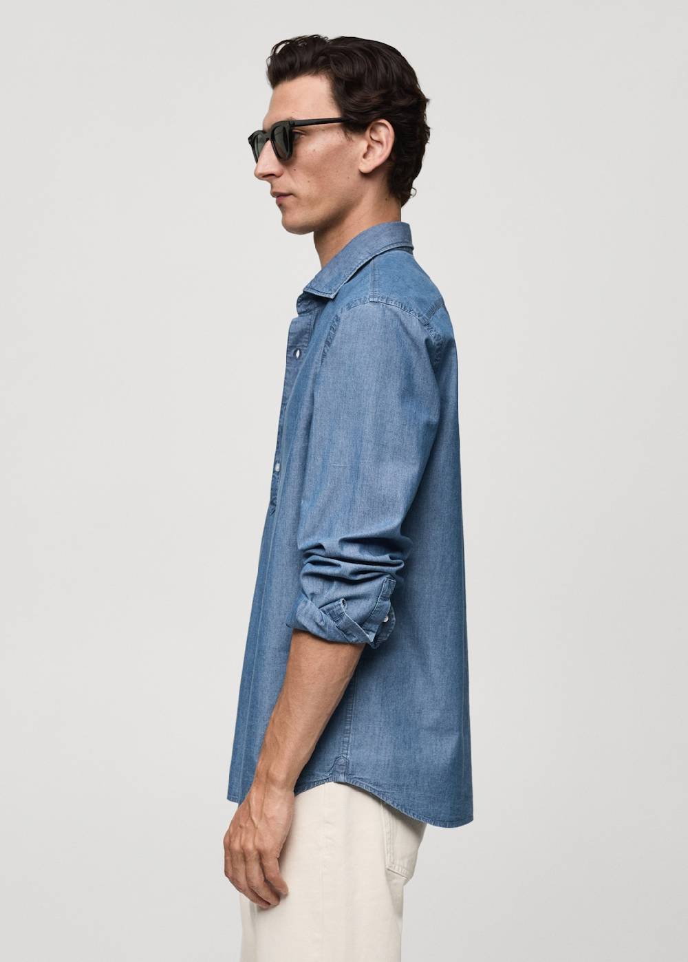 Mango Regular-Fit-Polohemd aus 100 % Baumwoll-Chambray Wochenangebot