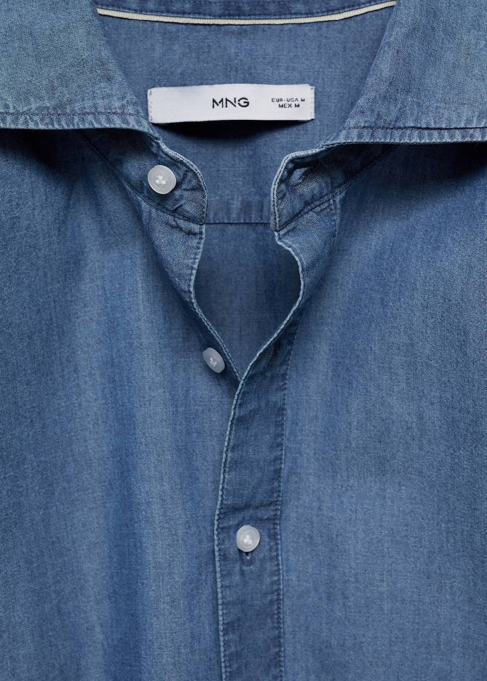 Mango Regular-Fit-Polohemd aus 100 % Baumwoll-Chambray Wochenangebot