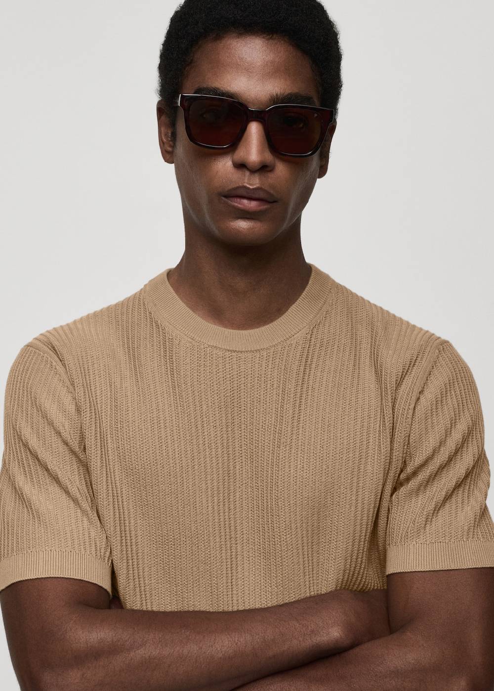 Mango Geripptes Strick-T-Shirt Speichern exportieren