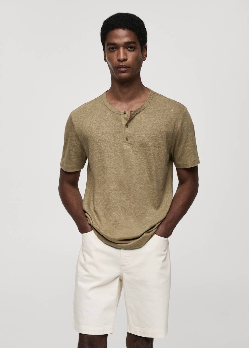 Mango Slim-Fit-T-Shirt aus Leinengemisch