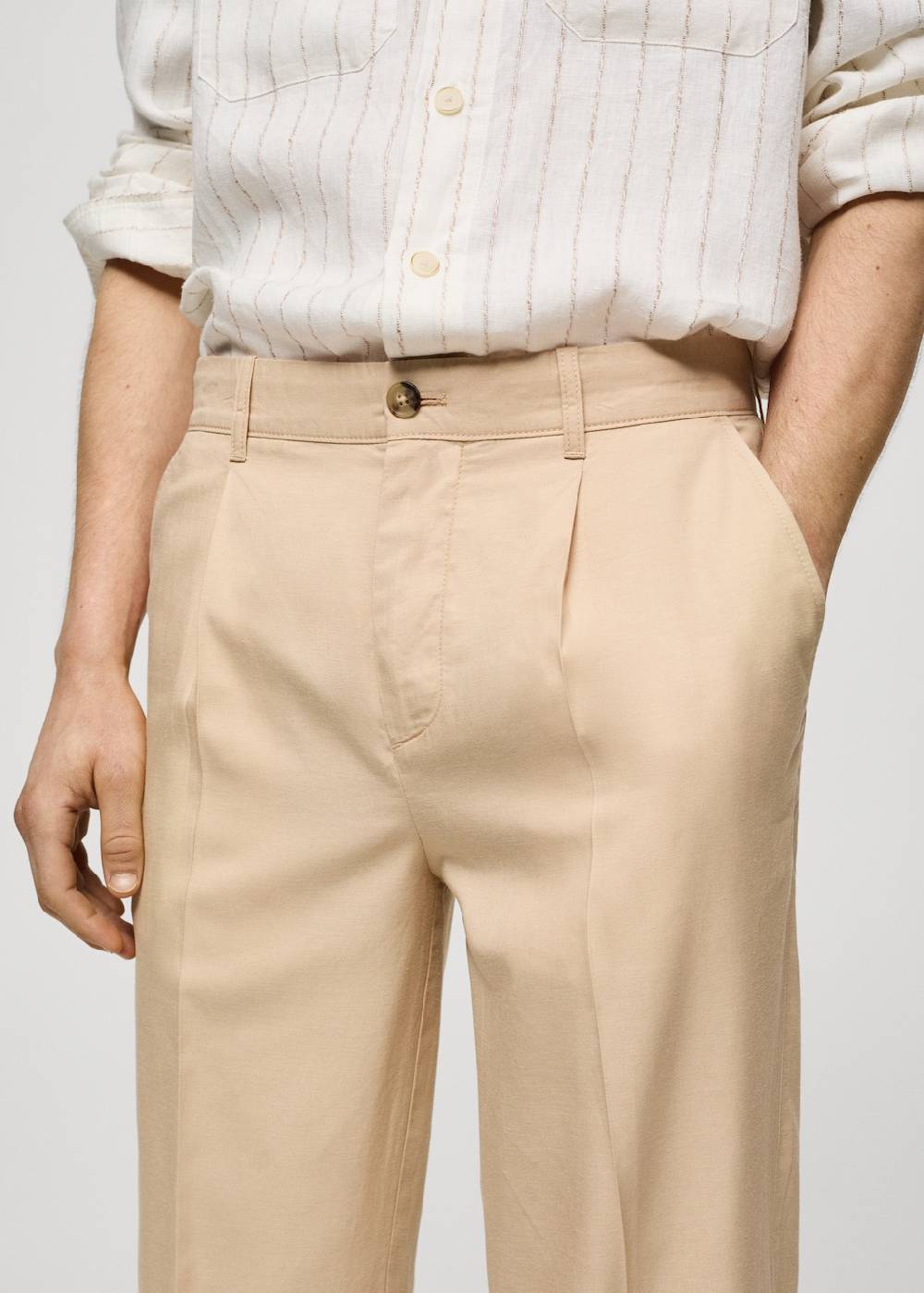 Mango Bundfaltenhose aus Lyocell mit Baumwolle Sonderangebot