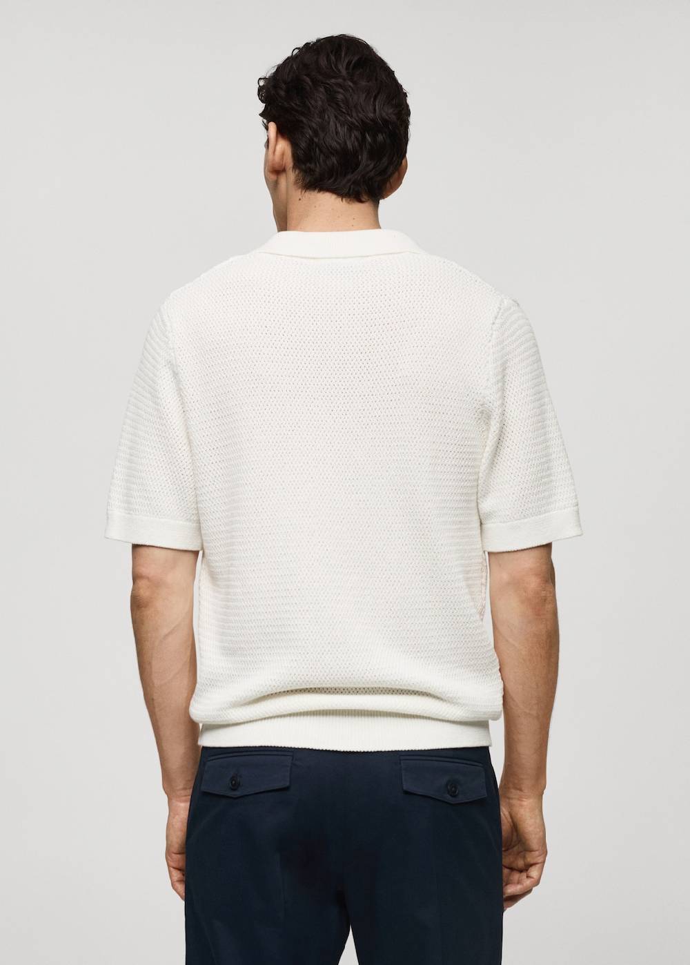 Mango Strick-Poloshirt aus Baumwolle mit Lochmuster Großer Ausverkauf