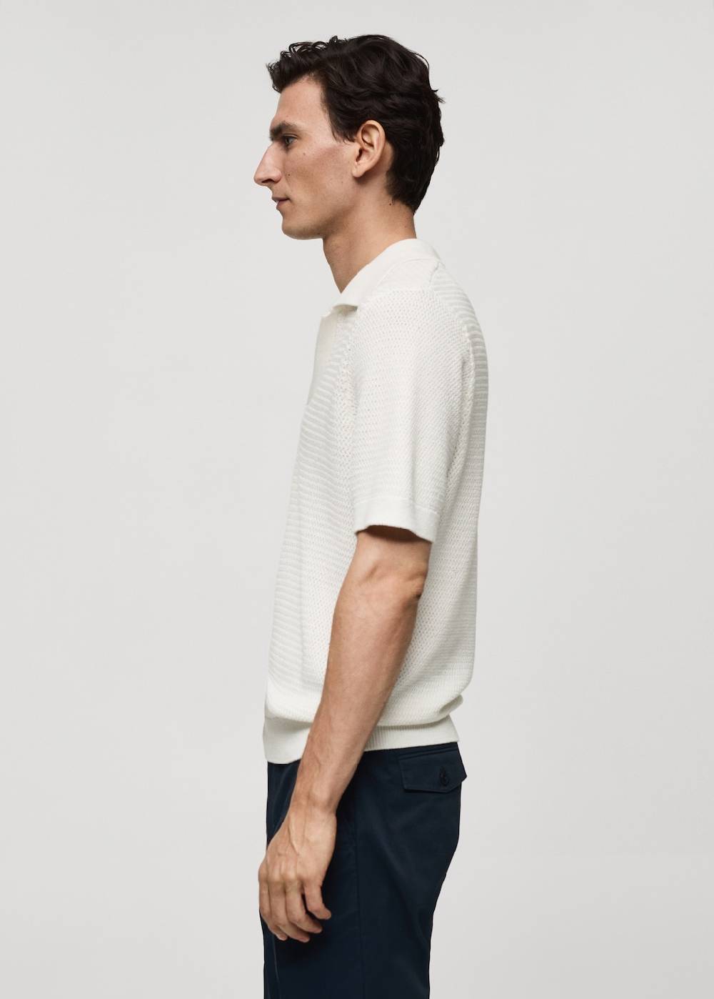 Mango Strick-Poloshirt aus Baumwolle mit Lochmuster Großer Ausverkauf