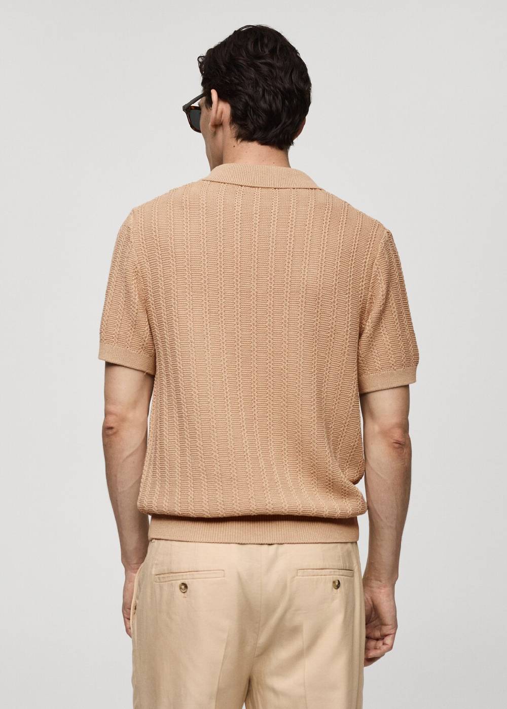 Mango Baumwoll-Poloshirt mit großem Perlmuster Begrenztes Angebot
