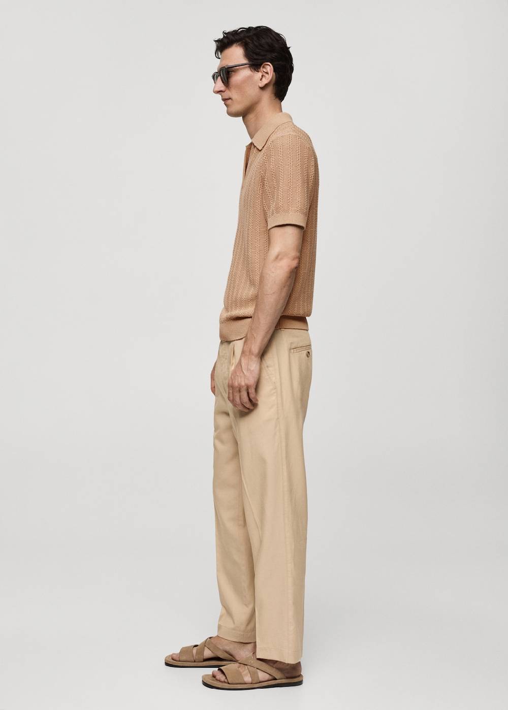 Mango Baumwoll-Poloshirt mit großem Perlmuster Begrenztes Angebot