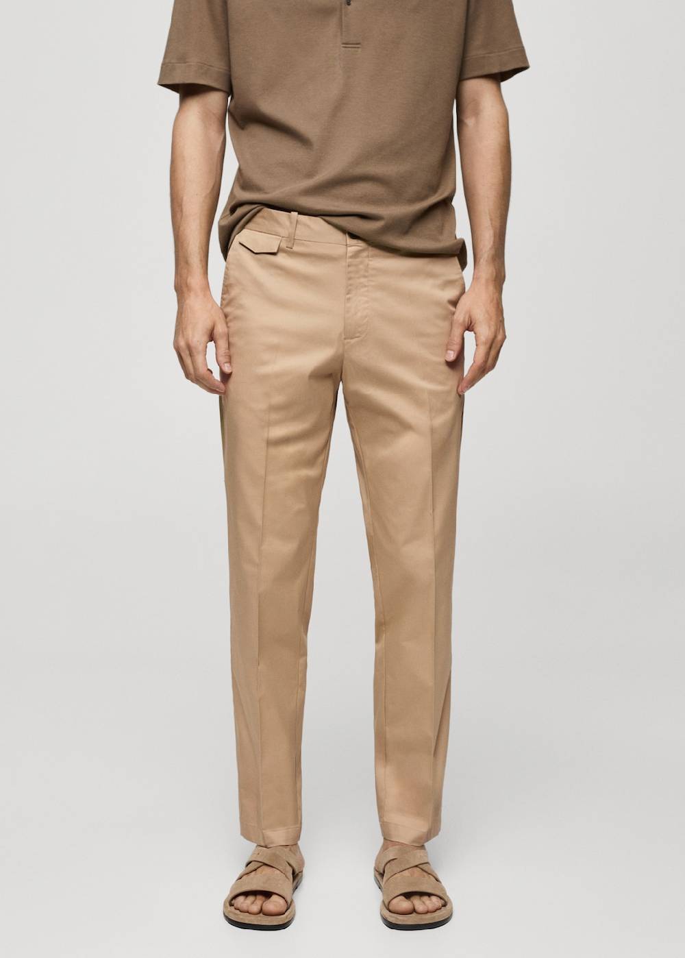 Mango Regular Fit-Baumwollhose mit Struktur Saisonschlussverkauf