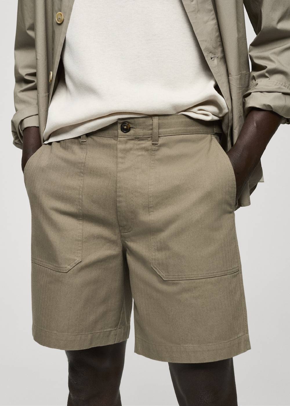 Mango Bermudashorts aus 100 % Baumwolle mit Fischgratmuster Black Friday