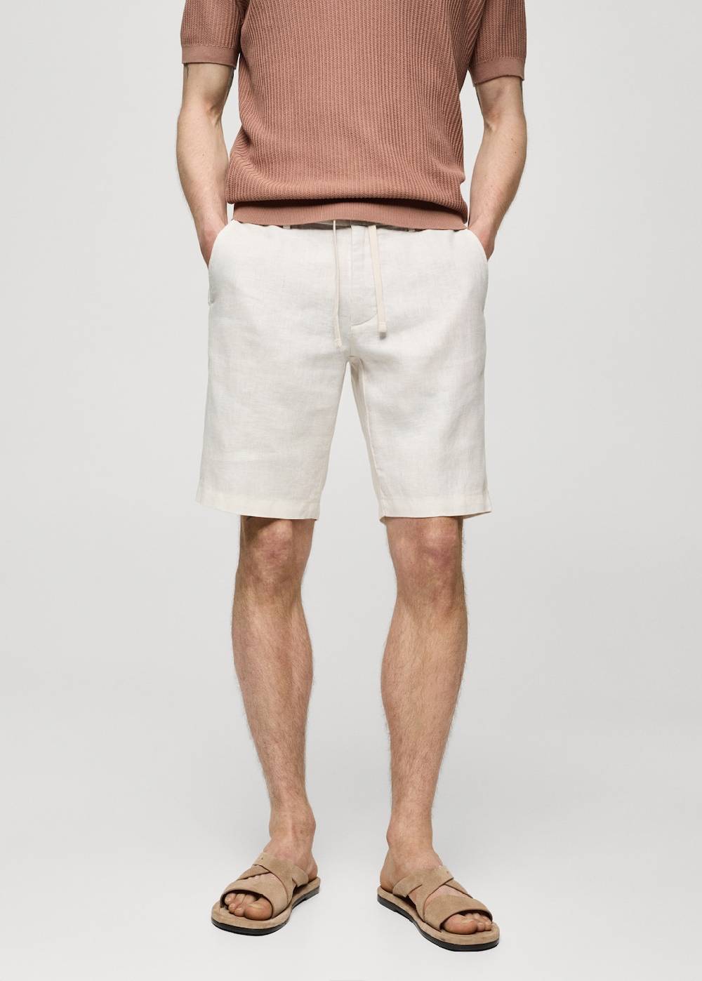 Mango Bermudashorts aus 100 % Leinen mit Kordel Valentinstagsangebot