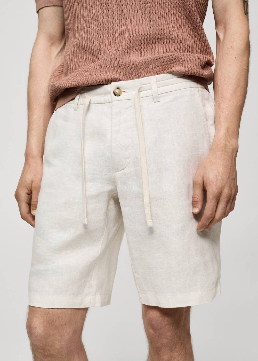 Mango Bermudashorts aus 100 % Leinen mit Kordel Valentinstagsangebot