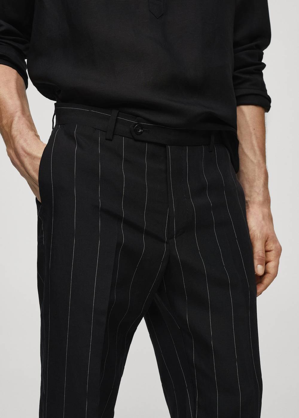 Mango Slim-Fit-Nadelstreifenhose aus Leinen Lagerräumung
