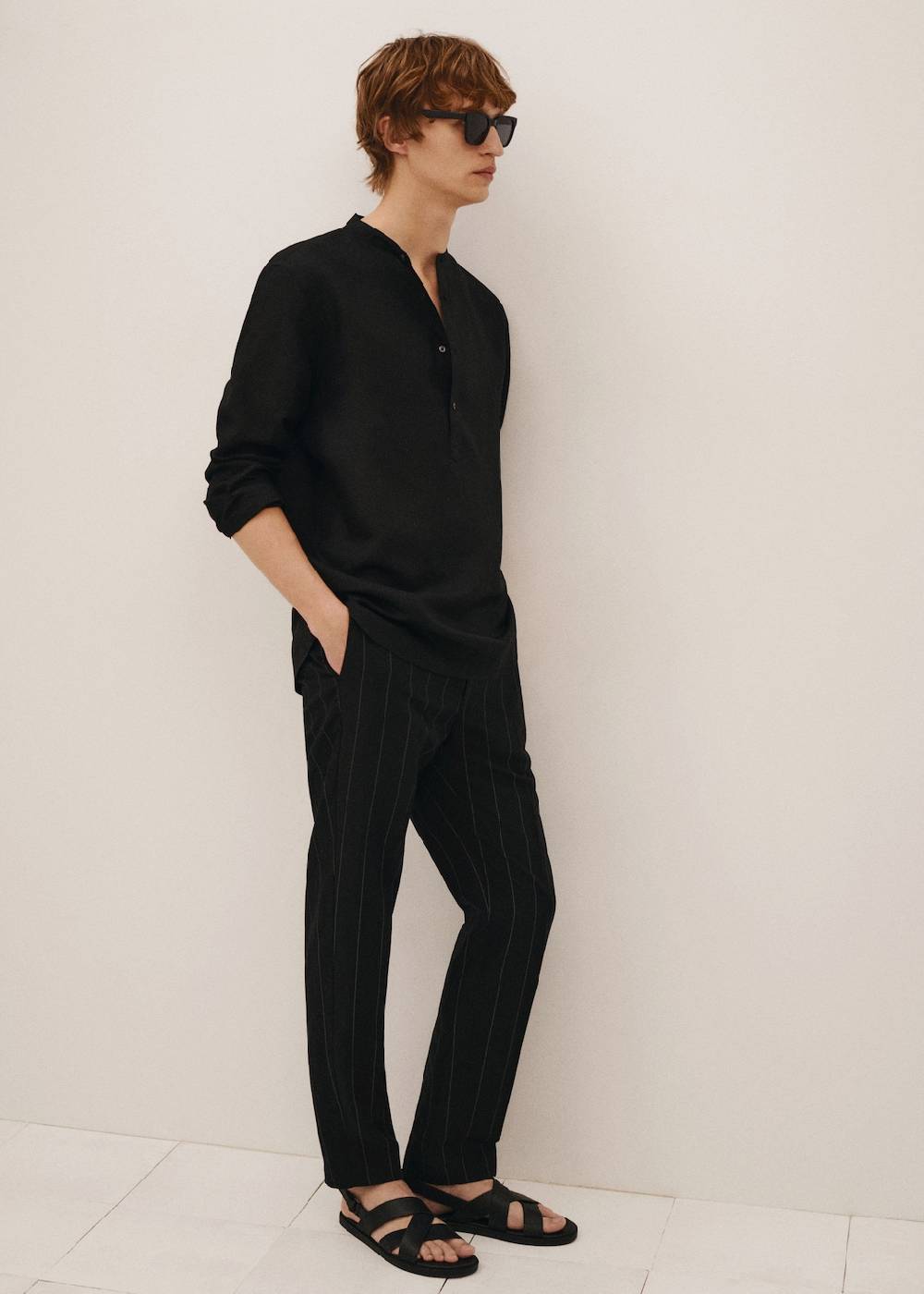 Mango Slim-Fit-Nadelstreifenhose aus Leinen Lagerräumung