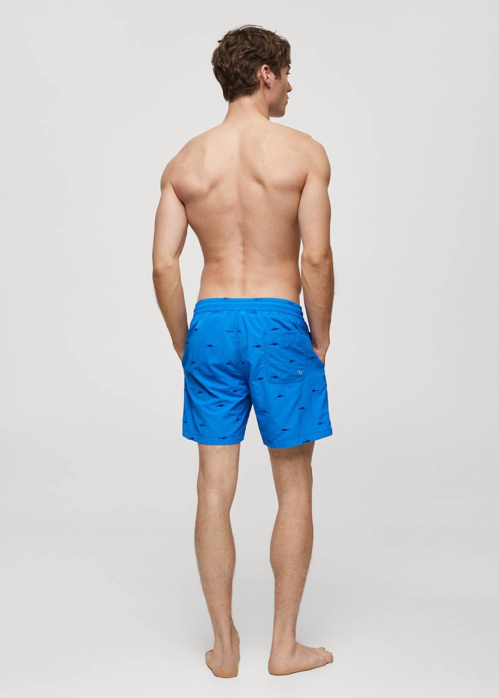 Mango Badeshorts mit Kordelzug und aufgesticktem Fischmotiv Saisonale Angebote