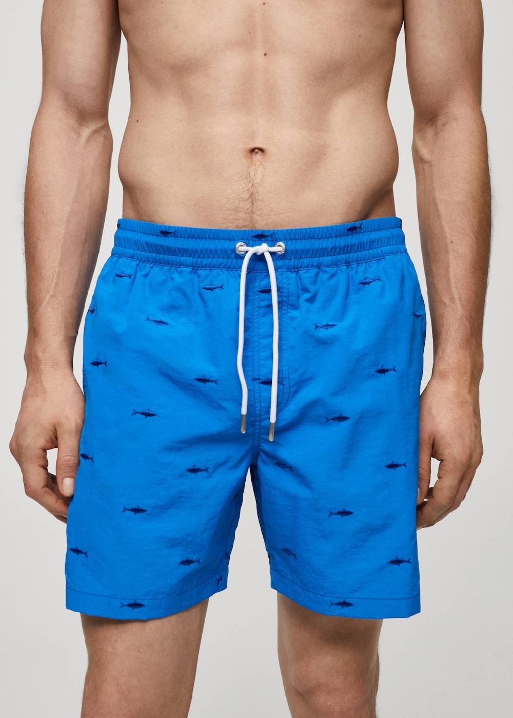 Mango Badeshorts mit Kordelzug und aufgesticktem Fischmotiv Saisonale Angebote