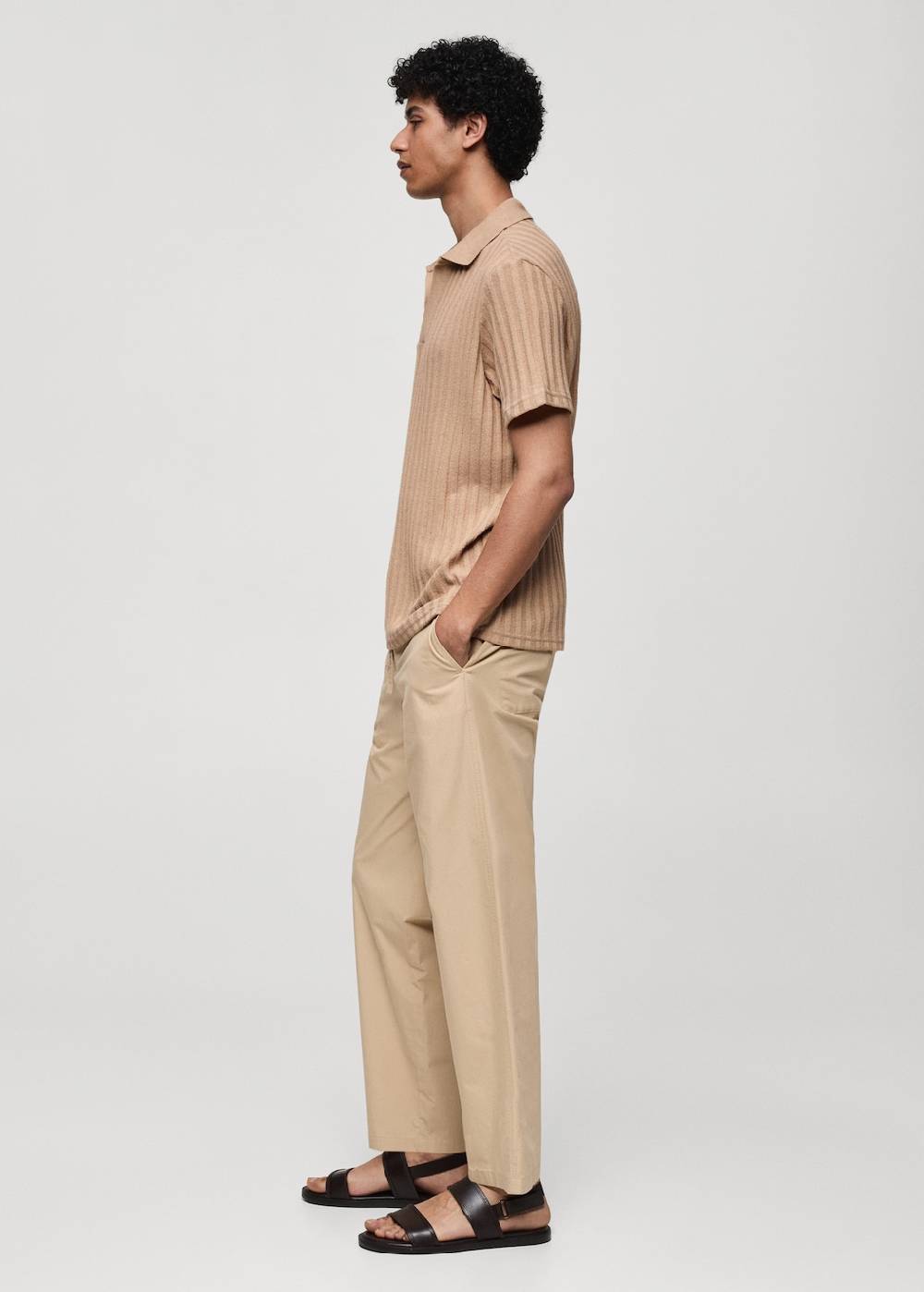 Mango Geripptes Regular-Fit-Poloshirt aus Baumwolle Räumungsverkauf