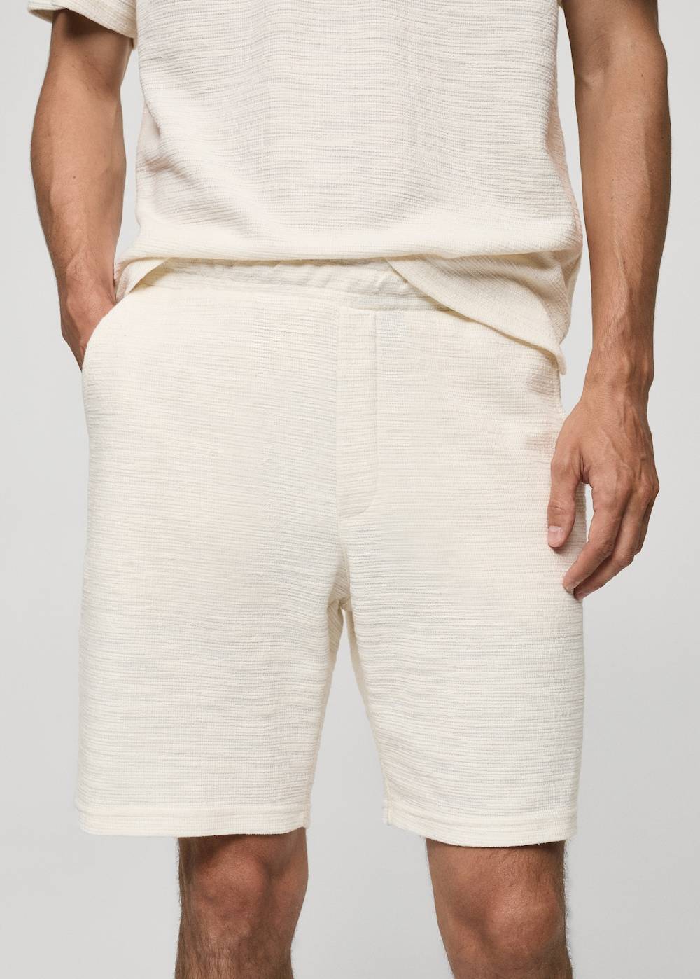 Mango Strukturierte Bermudashorts aus Baumwolle mit Kordelzug Kostenlose Rückgabe