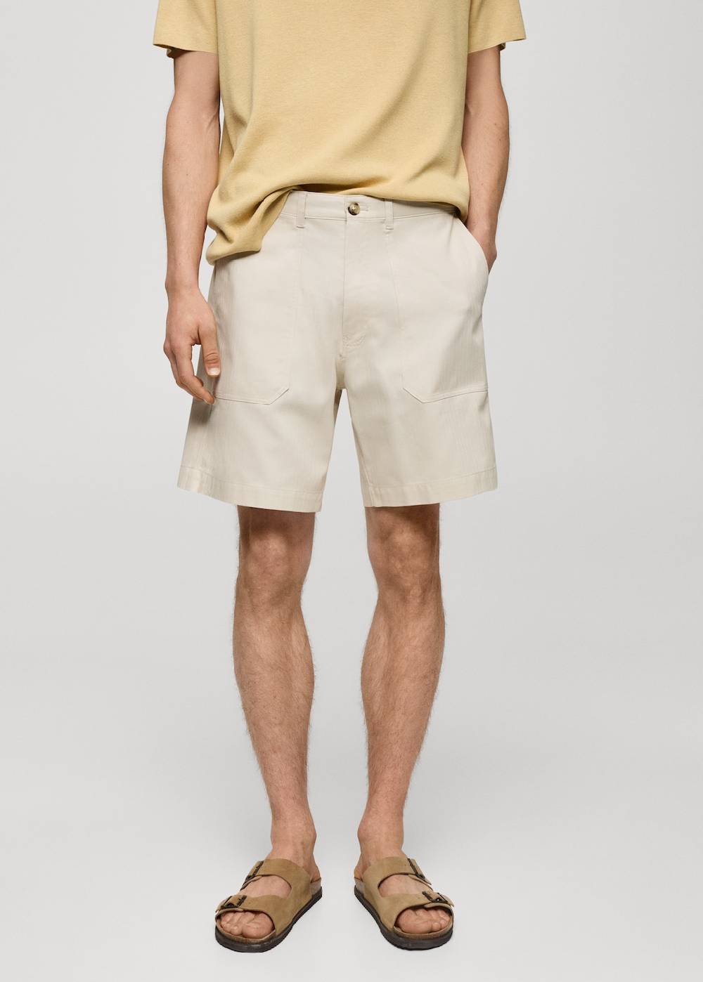 Mango Bermudashorts aus 100 % Baumwolle mit Fischgratmuster Letzte 3 Tage
