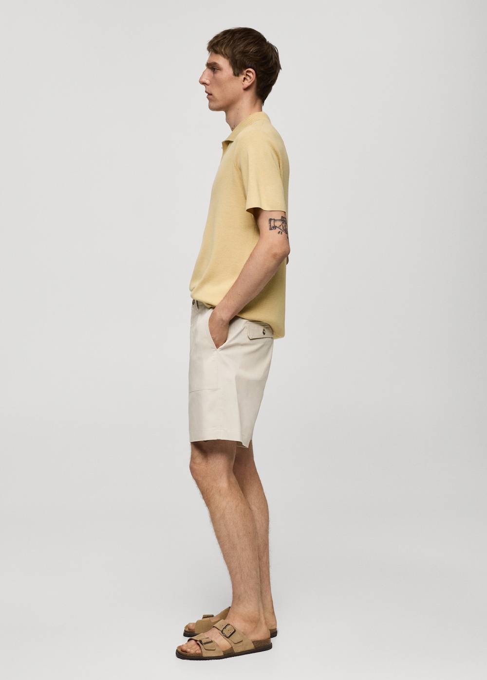 Mango Bermudashorts aus 100 % Baumwolle mit Fischgratmuster Letzte 3 Tage