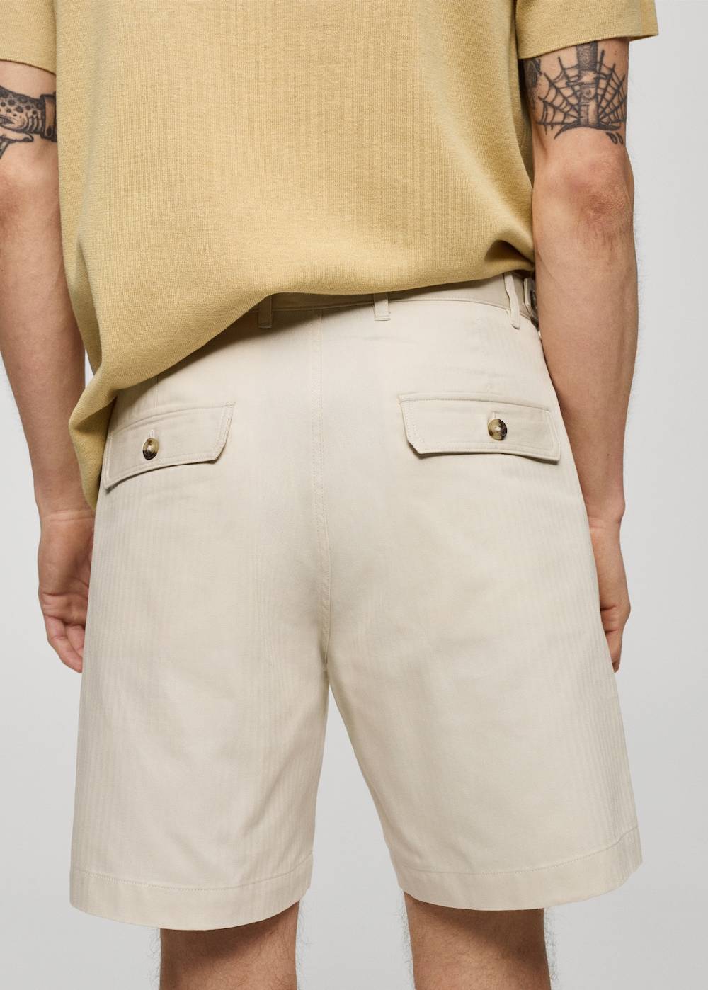 Mango Bermudashorts aus 100 % Baumwolle mit Fischgratmuster Letzte 3 Tage