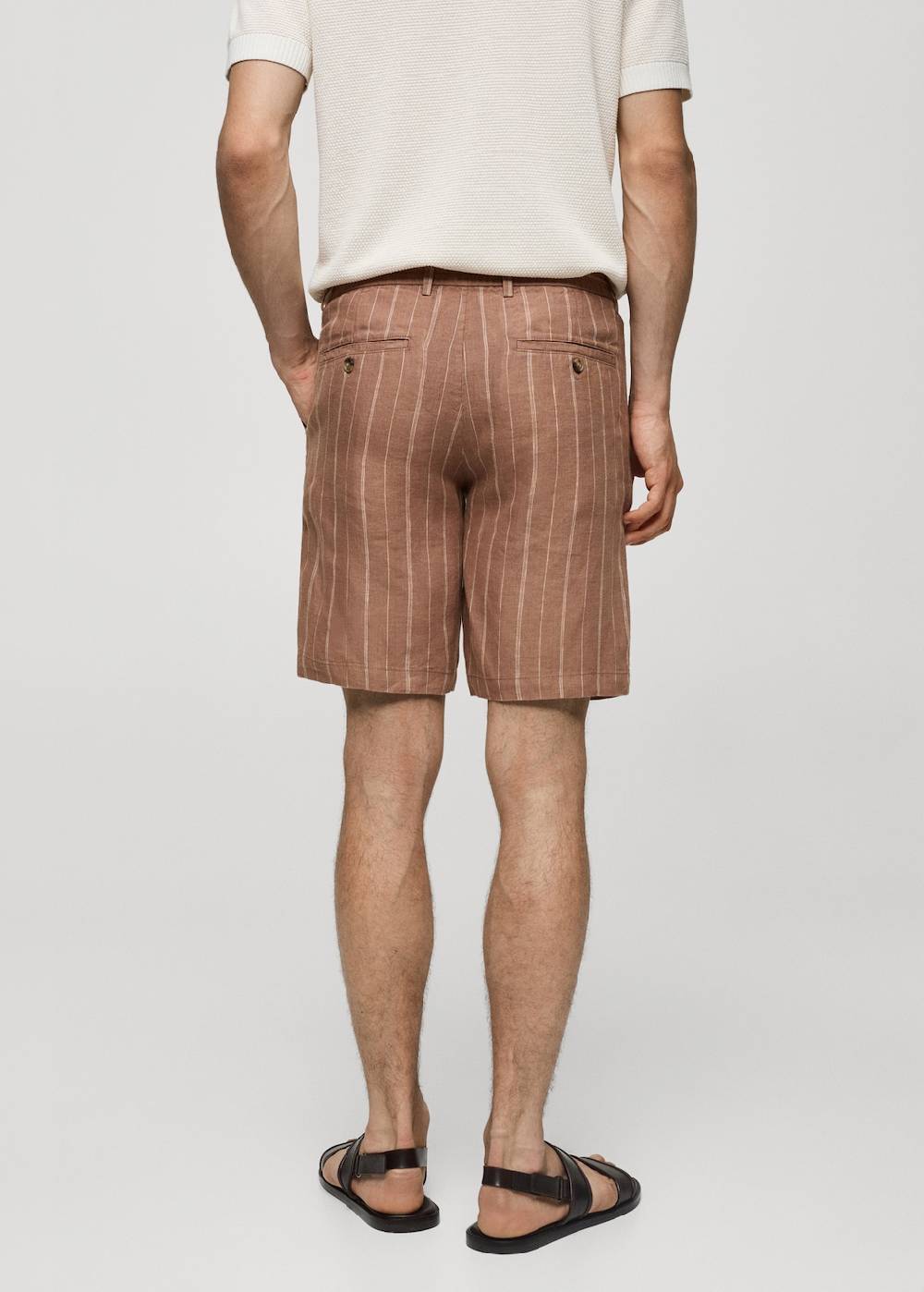 Mango Gestreife Bermudashorts aus 100 % Leinen mit Kordelzug Clearance-Verkauf