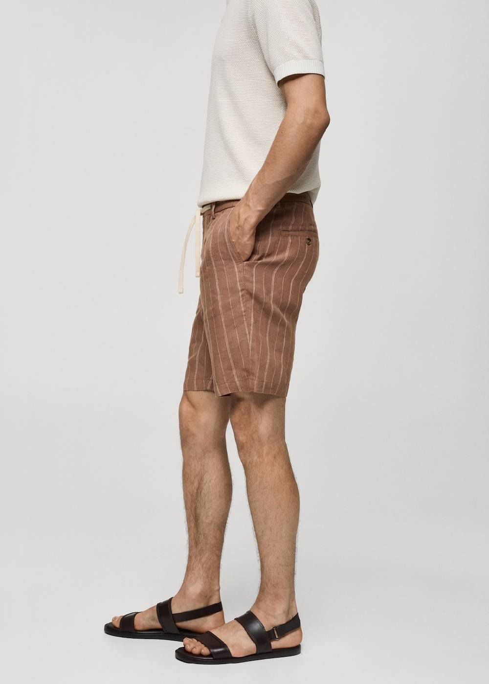 Mango Gestreife Bermudashorts aus 100 % Leinen mit Kordelzug Clearance-Verkauf