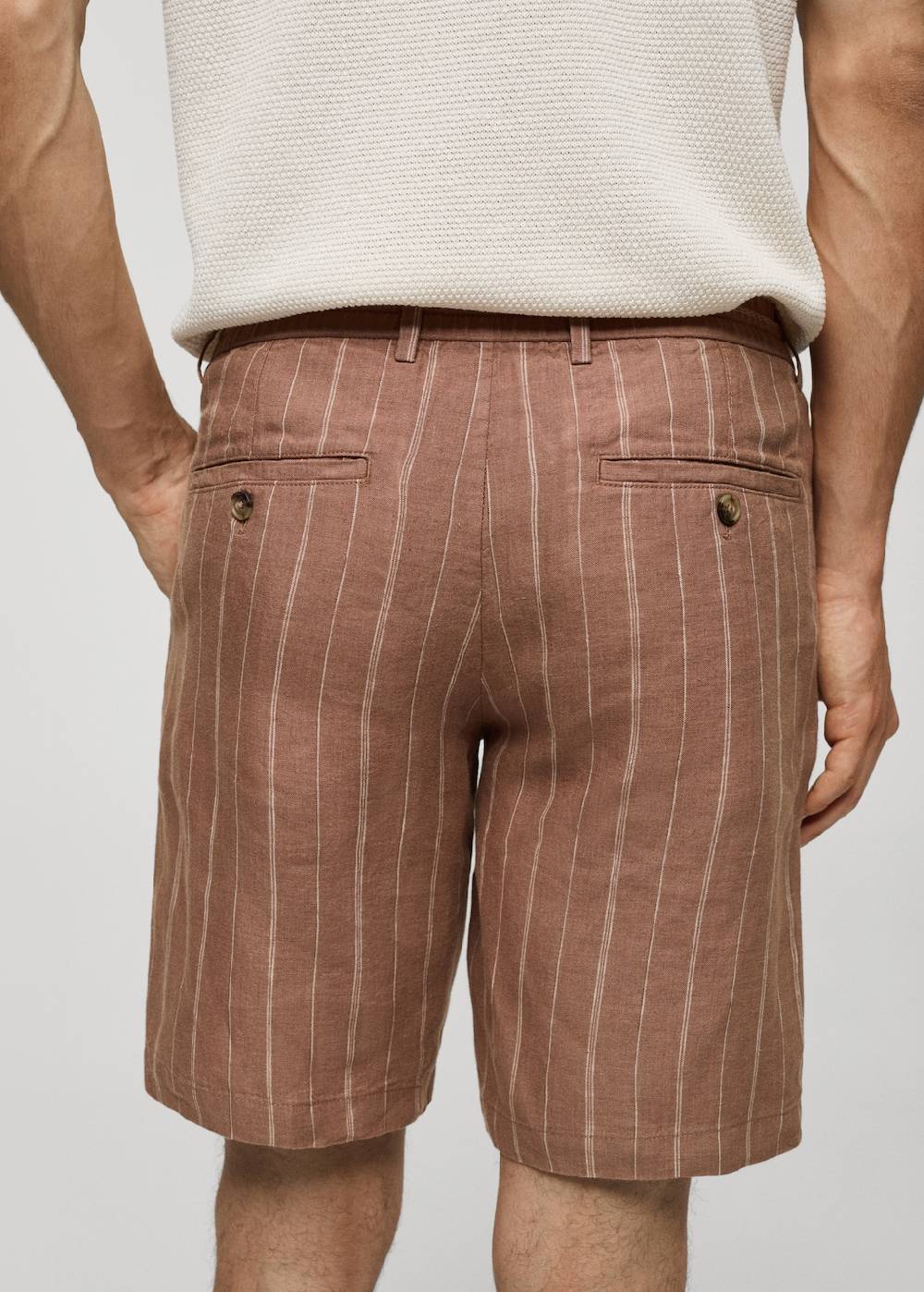 Mango Gestreife Bermudashorts aus 100 % Leinen mit Kordelzug Clearance-Verkauf