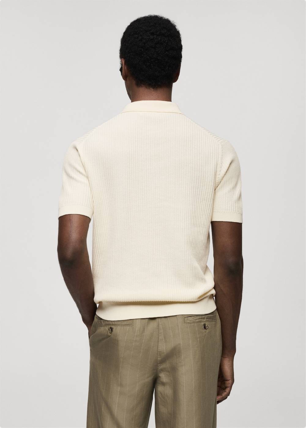 Mango Geripptes Strick-Poloshirt aus Baumwolle Begrenzt auf 3 Tage
