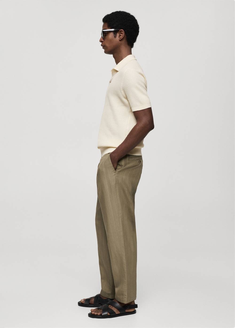 Mango Geripptes Strick-Poloshirt aus Baumwolle Begrenzt auf 3 Tage