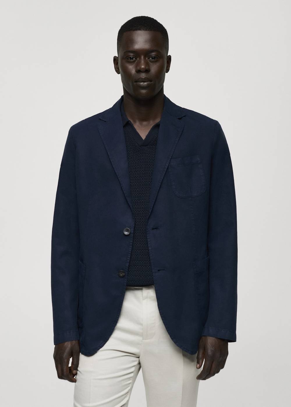 Mango Slim Fit Blazer aus Leinen mit Baumwolle