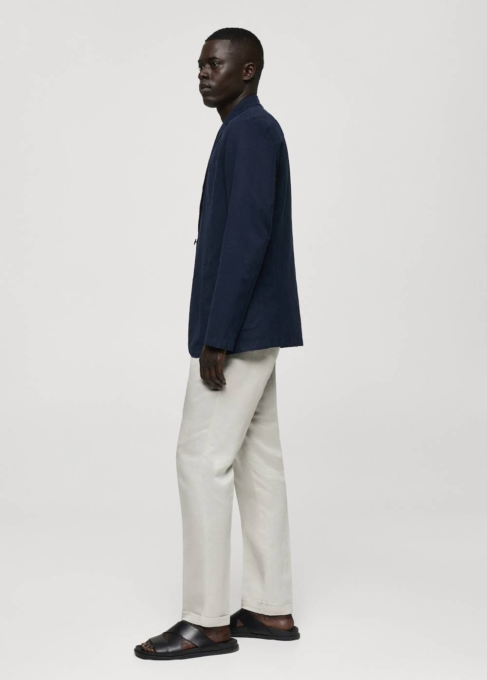 Mango Slim Fit Blazer aus Leinen mit Baumwolle Verkauf