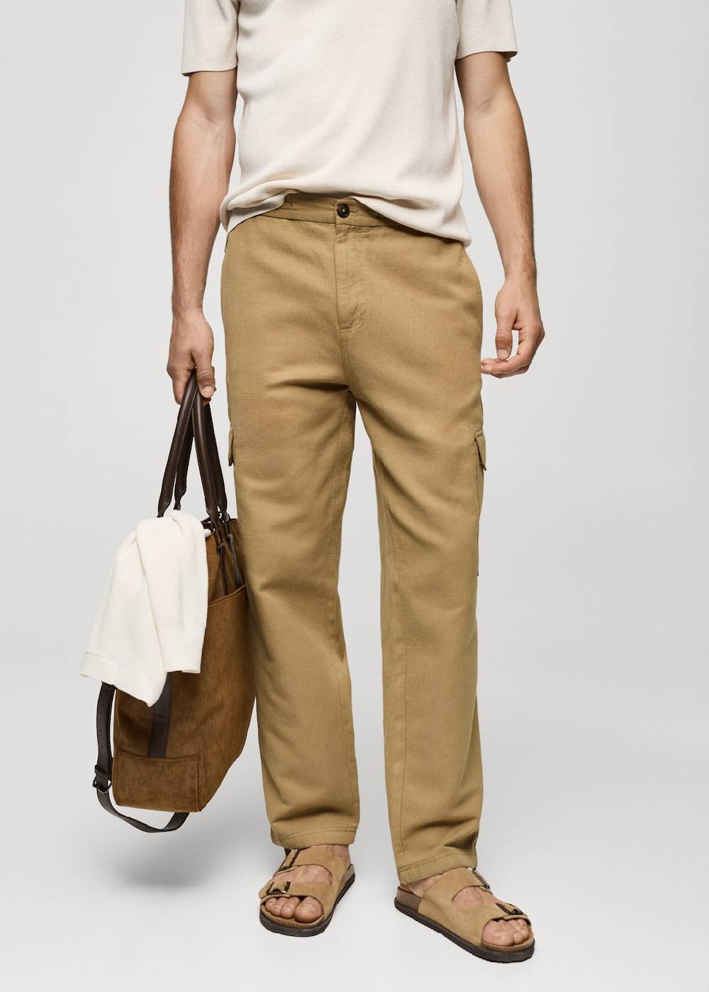 Mango Cargohose aus Baumwolle mit Leinen Flash Sale