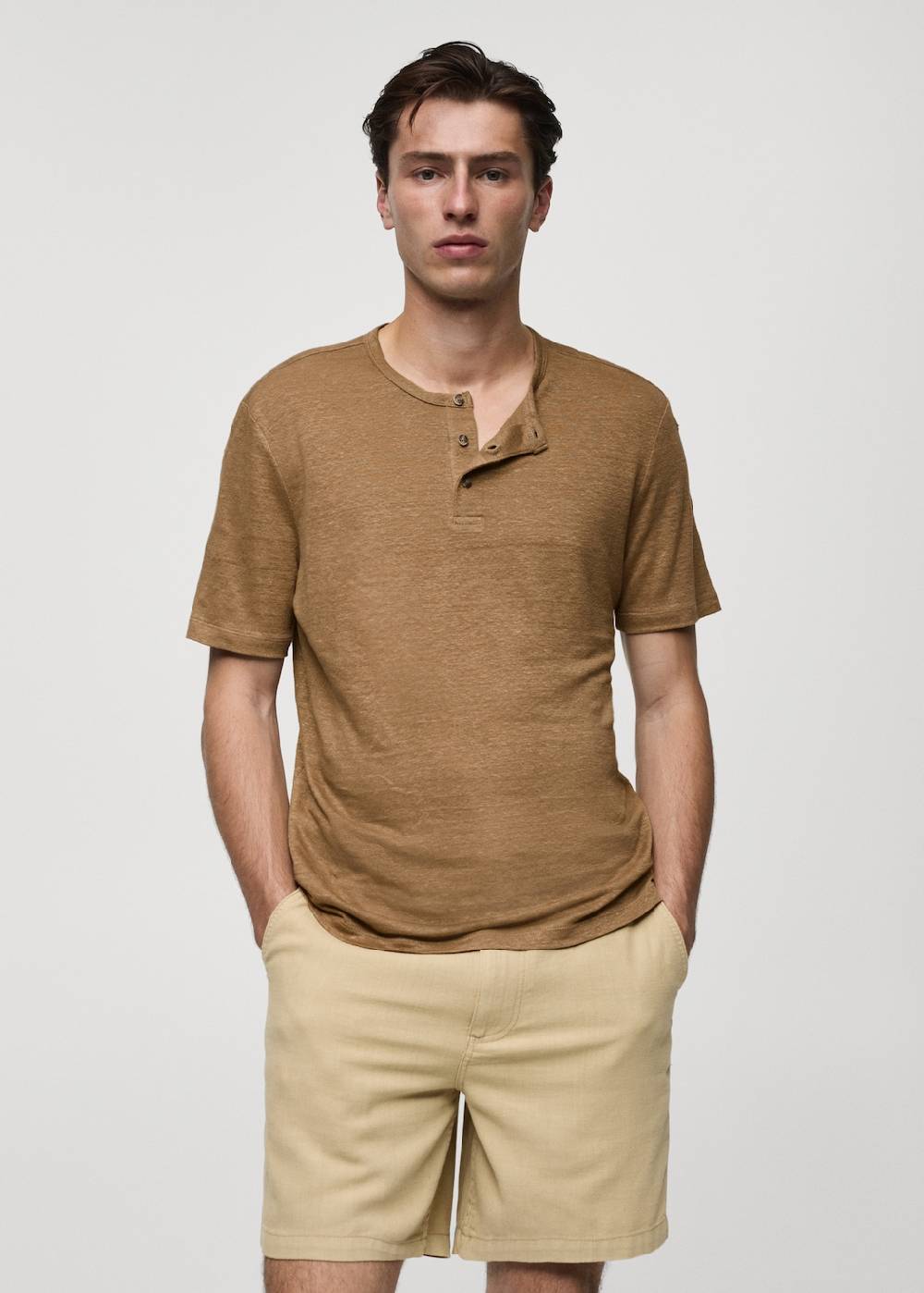 Mango Slim-Fit-T-Shirt aus Leinengemisch