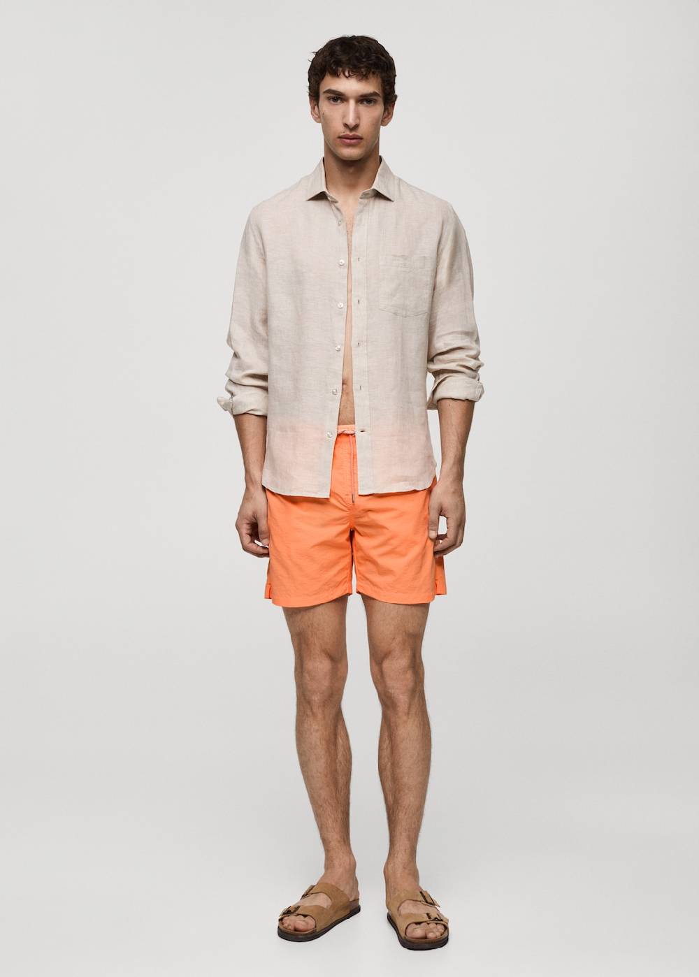 Mango Einfarbige Badeshorts mit Kordelzug Vatertagsangebot
